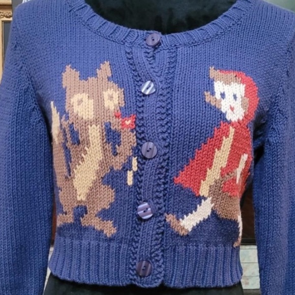 Betsey Johnson Sweaters - RARE BETSEY JOHNSON LITTLE RED RIDING HOOD CARDIGAN SWEATER SIZE LARGE